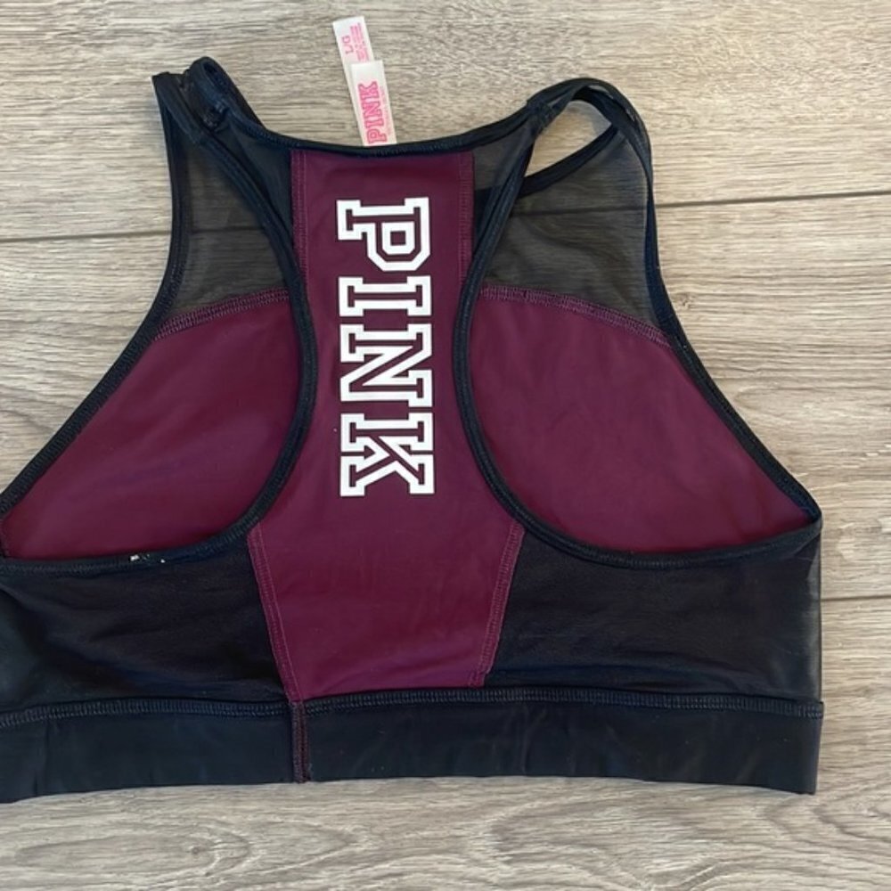EC PINK by Victoria Secret “Haut Court” Sports Bra - Size L Purple / Bla… - Picture 3 of 3